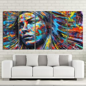 Tableau femme peinture multicolore