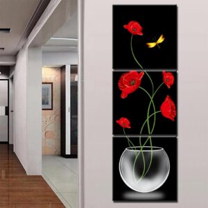 Tableau fleurs rouges vase