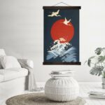 Tableau grue mer et soleil Tableau Japonais Tableau Monde