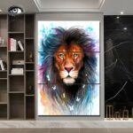 Tableau lion aux couleurs vives