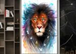 Tableau lion aux couleurs vives