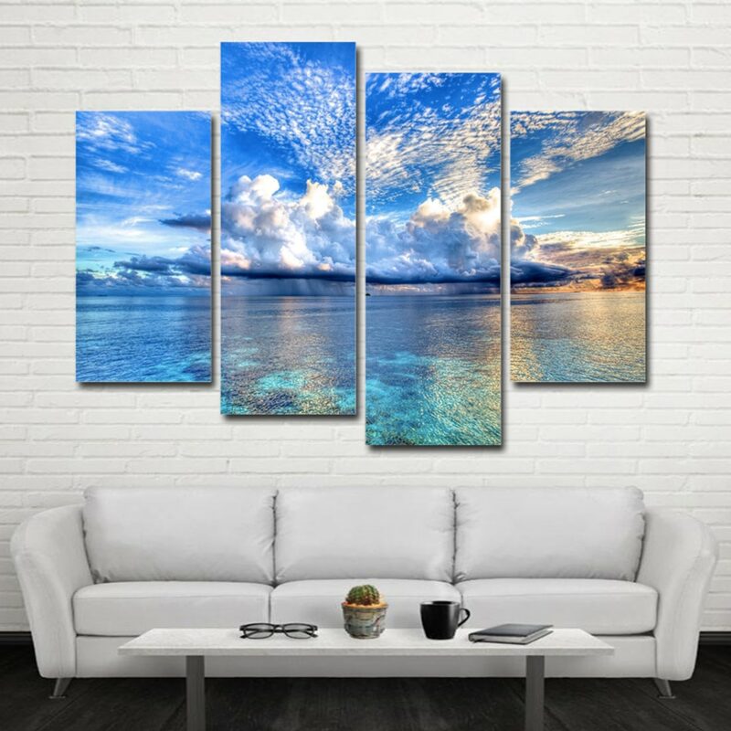 Tableau mer et ciel bleu