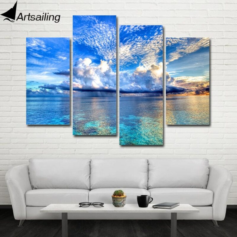 Tableau mer et ciel bleu