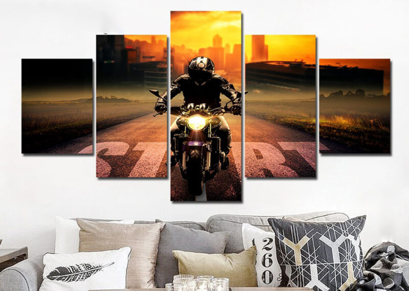 Tableau-motard-sur-la-route-2 Tableau motard sur la route Tableau Moto Tableaux originaux