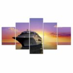 Tableau navire de croisière au couché de soleil