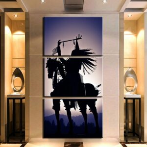 Tableau ombre d&rsquo;Amérindien à cheval Tableau Amérindien Tableau Monde