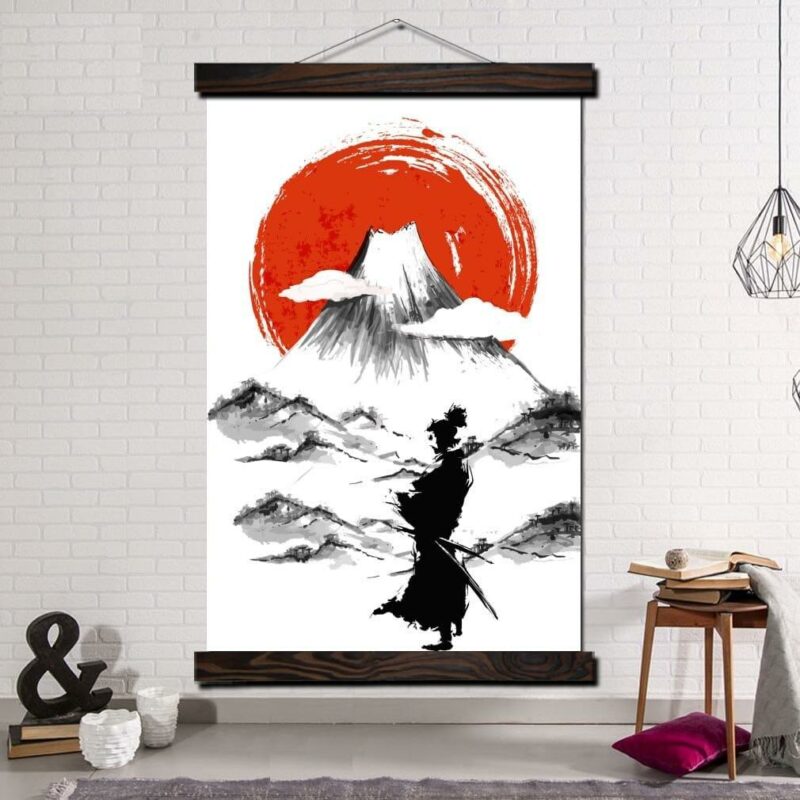 Tableau samouraï au pied de la montagne Tableau Japonais Tableau Monde