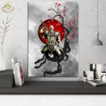 Tableau samouraï et cerisier