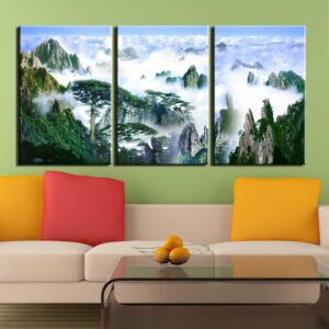 Tableau sommet des montagnes sous la brume