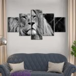 Tableau tête de lion noir et blanc Tableau Lion Tableau Animaux