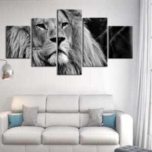 Tableau tête de lion noir et blanc Tableau Lion Tableau Animaux format: Horizontal