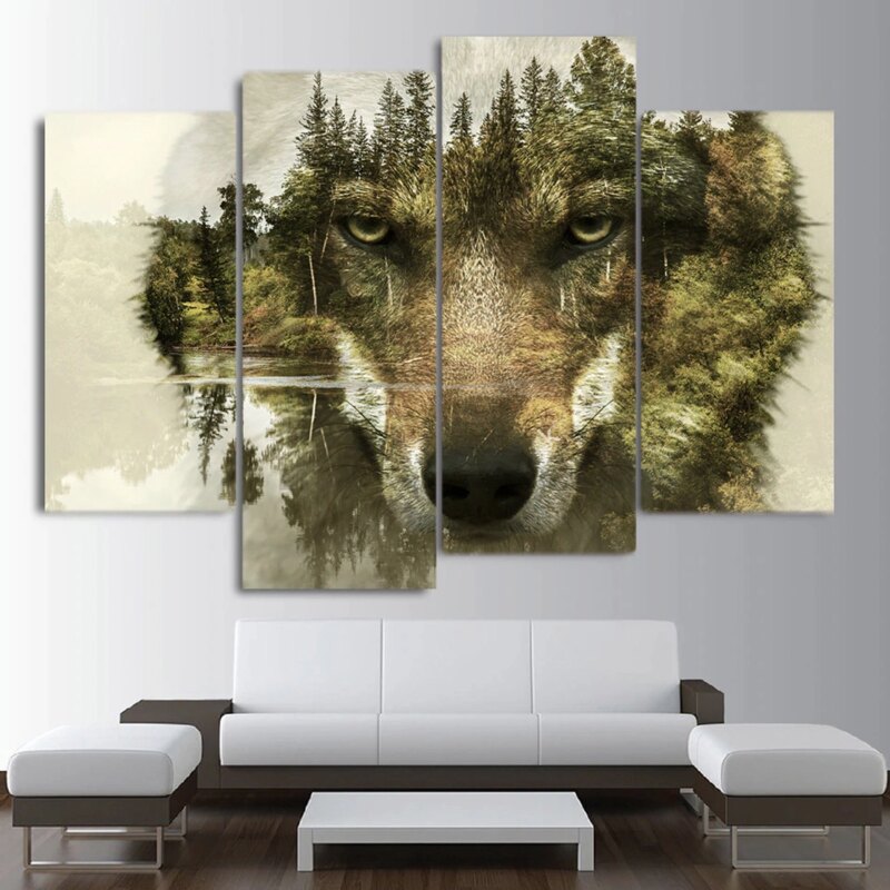 Tableau tête de loup nature Tableau Loup Tableau Animaux format: Horizontal
