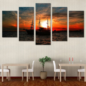 Tableau voilier et coucher de soleil Tableau Mer Tableau Nature format: Horizontal