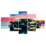 Tableau voiture de course fond multicolore