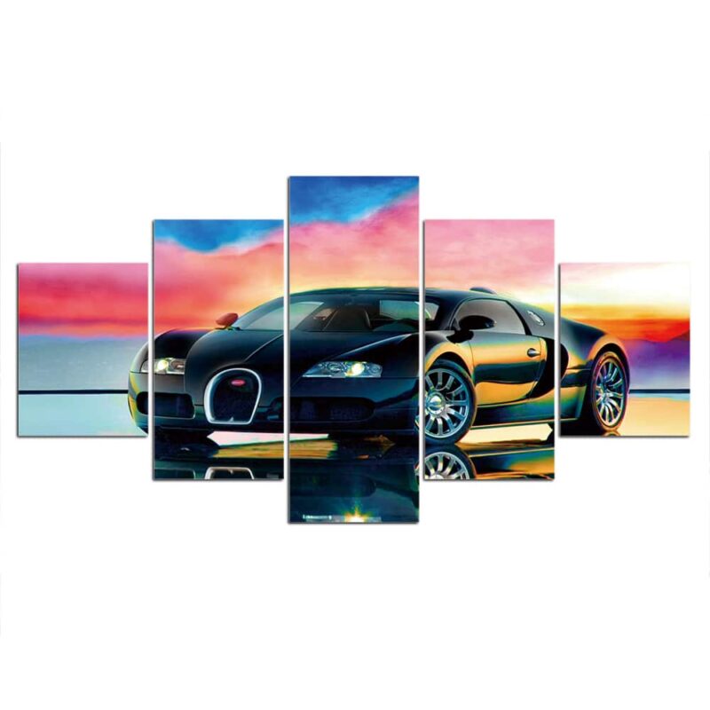 Tableau voiture de course fond multicolore