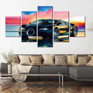 Tableau voiture de course fond multicolore