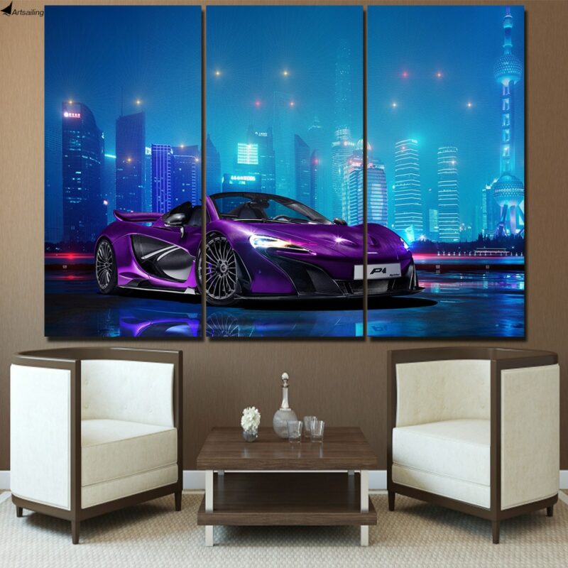 Tableau voiture de course violette