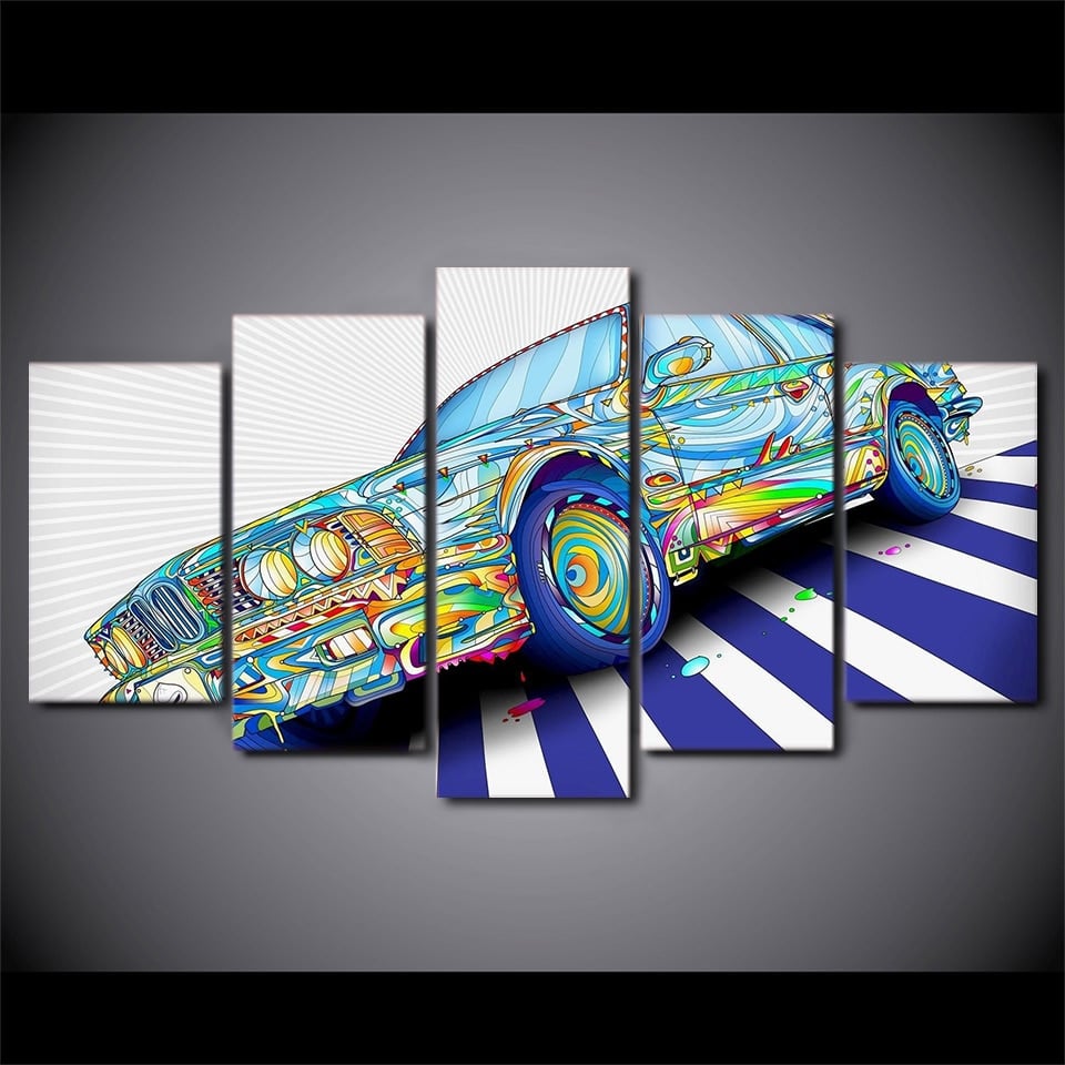 Tableau voiture vintage peinture multicolore
