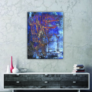 Tableau peinture psychédélique. Bonne qualité, original, accrochée sur un mur au-dessus d'une table dans une maison