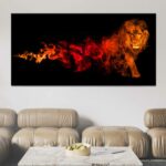 Tableau Lion en feu