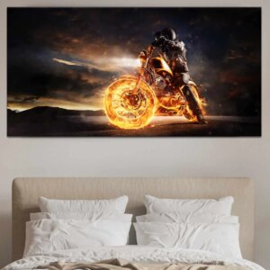 Tableau Rider sur moto enflammée